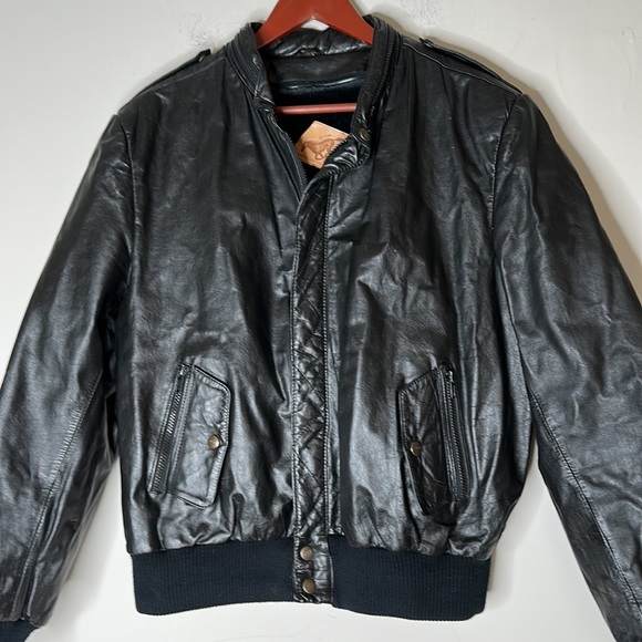 $1499 FURY Men’s Luxury Black Leather Bomber Utility Jacket Vest Coat size 44 - Picture 2 of 10